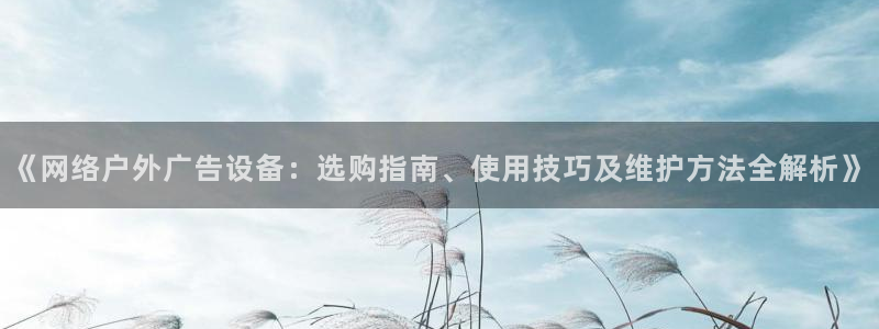 杏宇官方平台官网：《网络户外广告设备：选购指南、使用技巧及维护方法全解析》