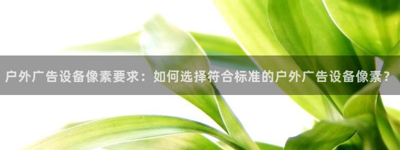 杏宇平台总代理：户外广告设备像素要求：如何选择符合标准的户外广告设备像素？