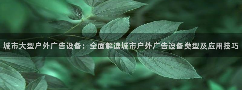 杏宇平台测速链接：城市大型户外广告设备：全面解读城市户外广告设备类型及应用技巧