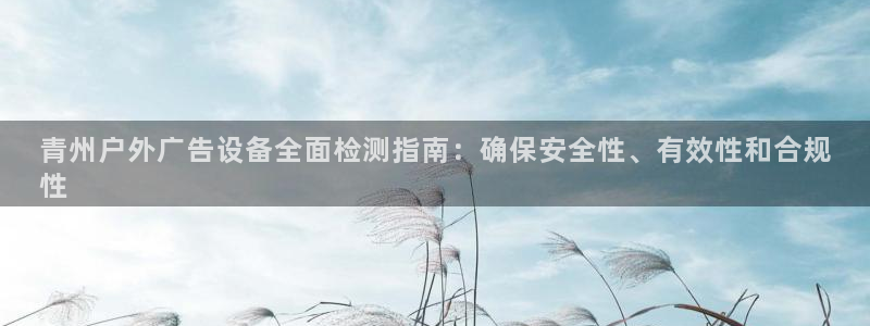 杏宇官方平台官网下载：青州户外广告设备全面检测指南：确保安全性、有效性和合规
性
