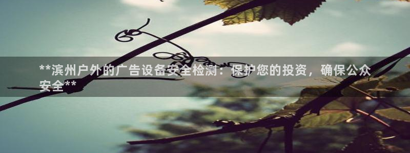 杏宇平台客服：**滨州户外的广告设备安全检测：保护您的投资，确保公众
安全**